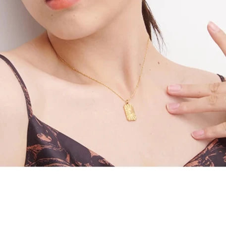 Gold Square Pendant Necklace