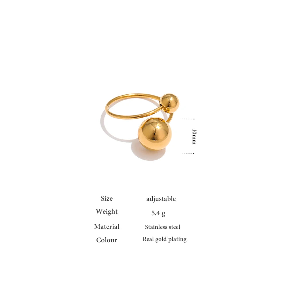 Gold Trendy Ball Resizable Statement Ring