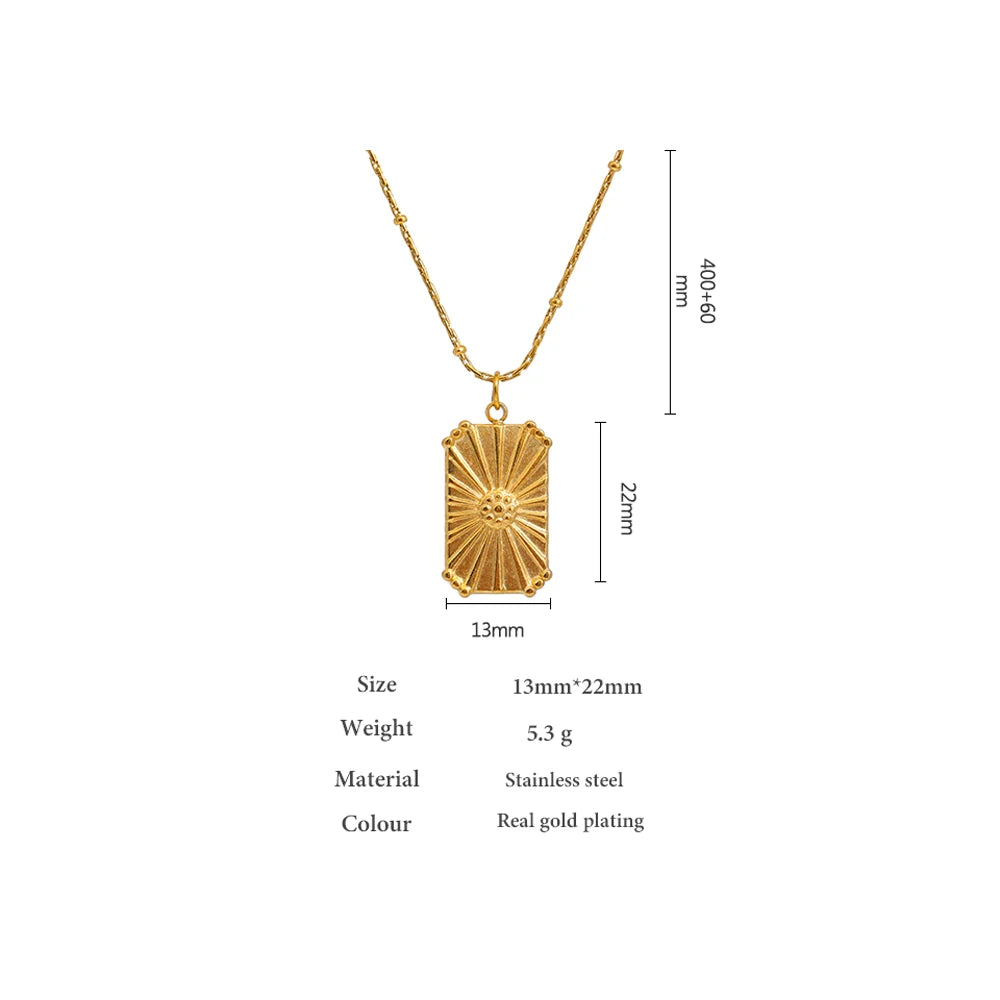 Gold Square Pendant Necklace