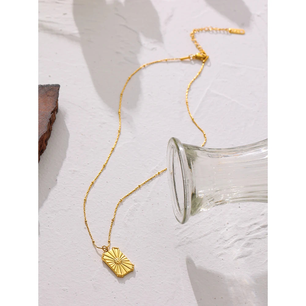 Gold Square Pendant Necklace