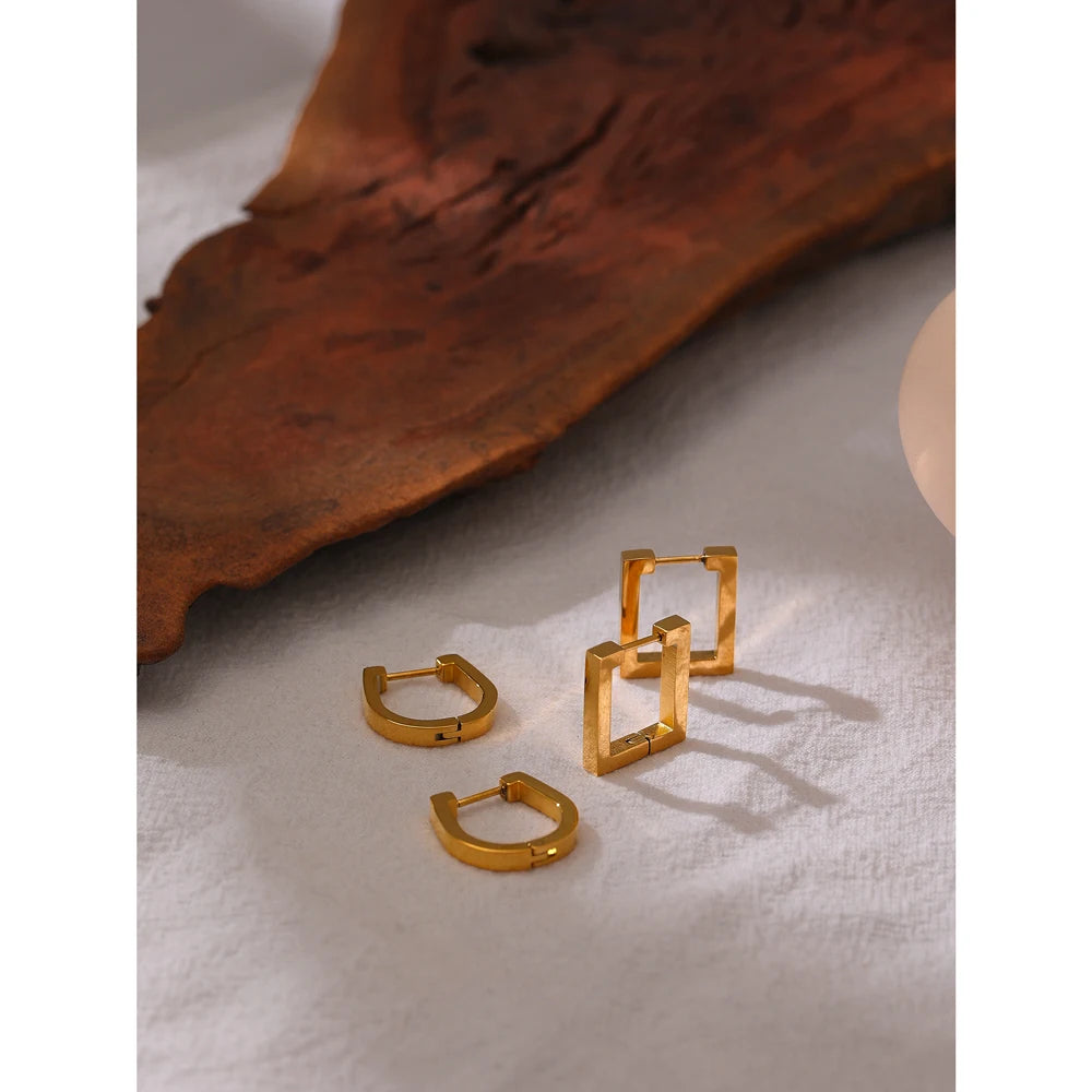 Gold Square Hoop Earrings