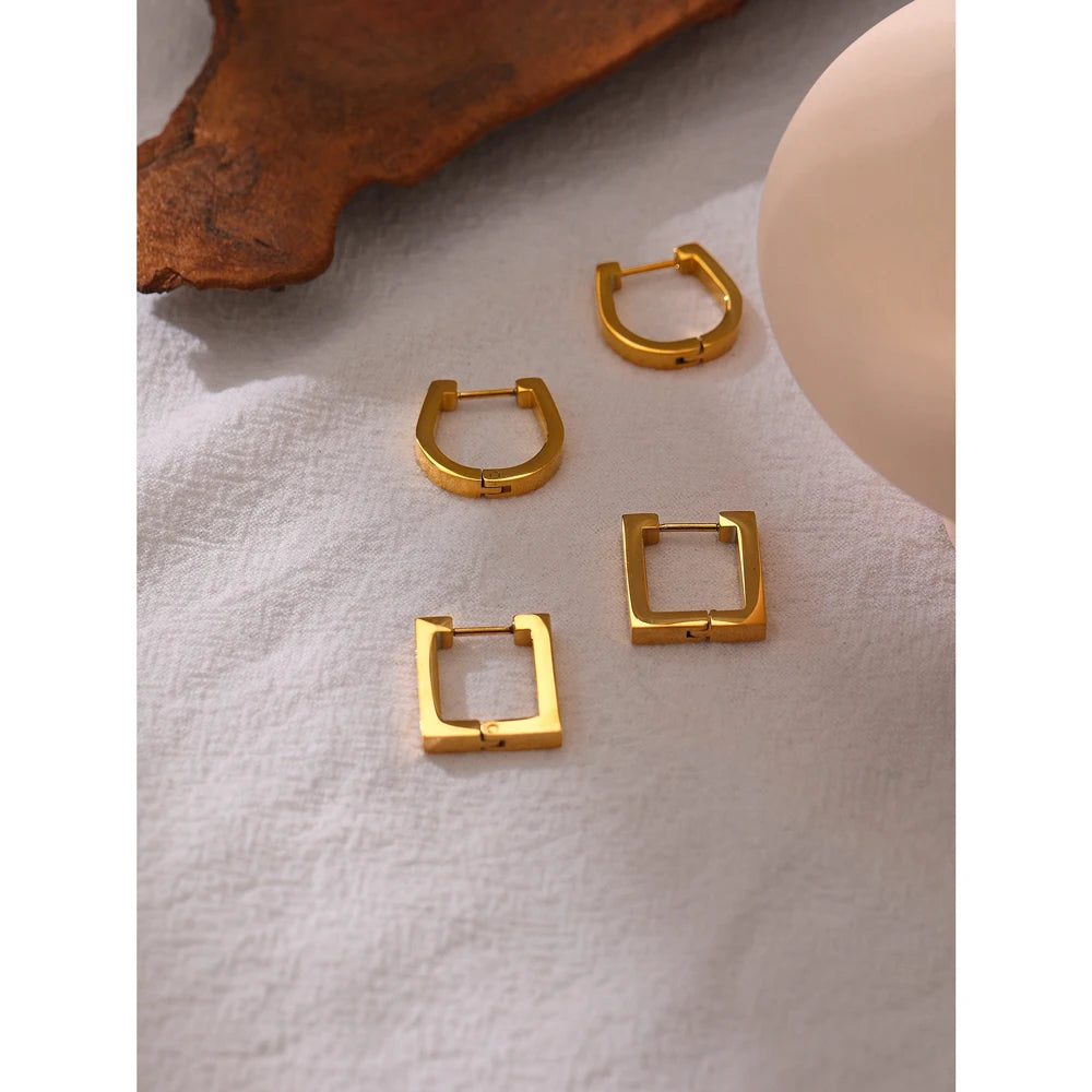 Gold Square Hoop Earrings