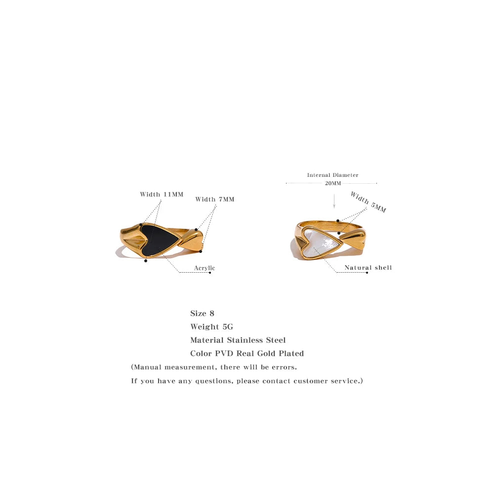 Gold Statement Shell Acrylic Heart Ring