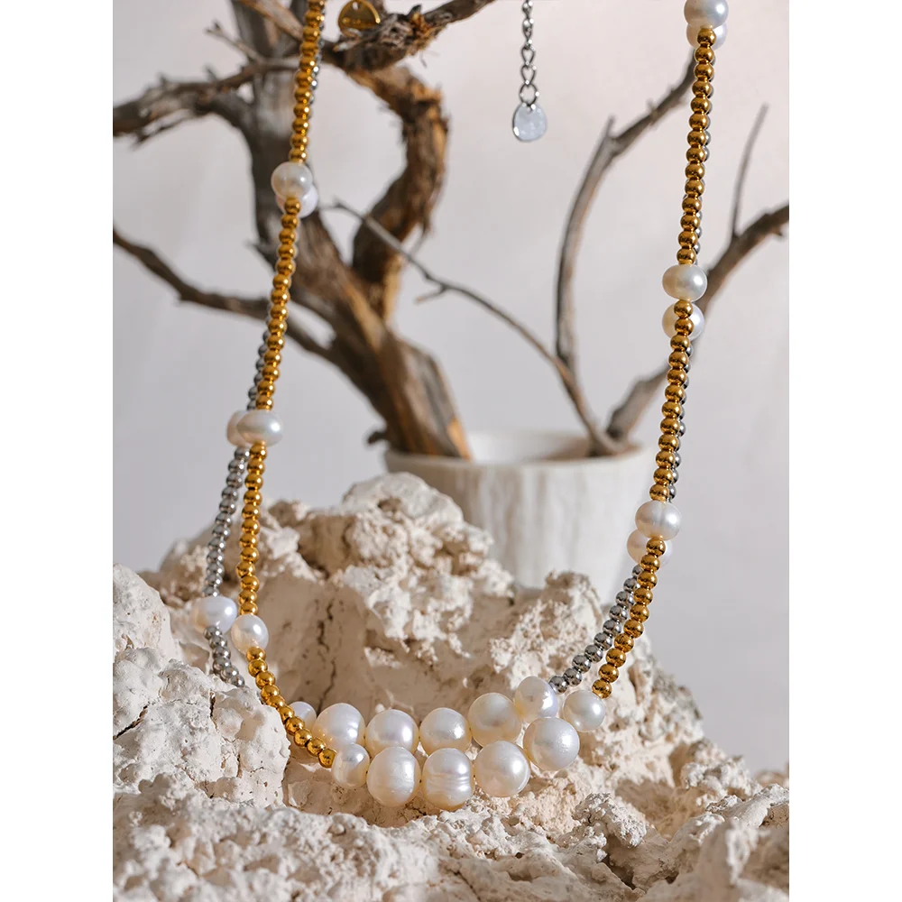 Handmade Natural Pearl Gold Chain