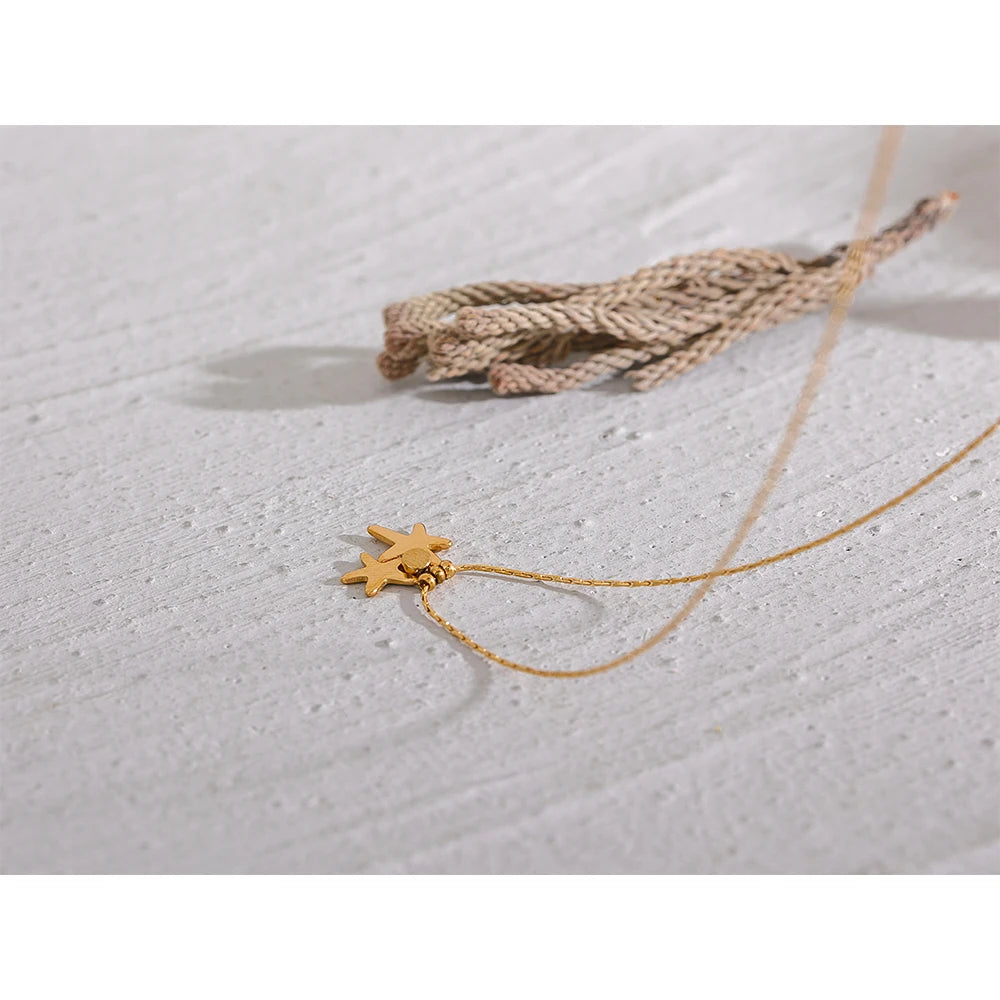 Gold Starfish Summer Starfish CZ Pendant Necklace