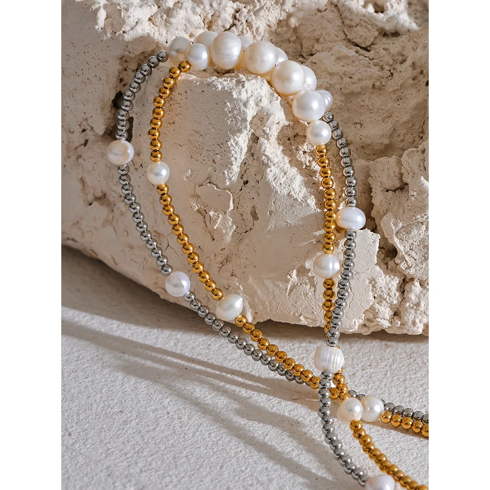 Handmade Natural Pearl Gold Chain