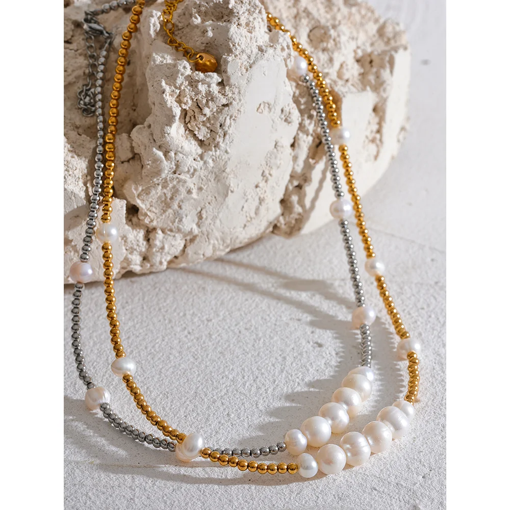 Handmade Natural Pearl Gold Chain