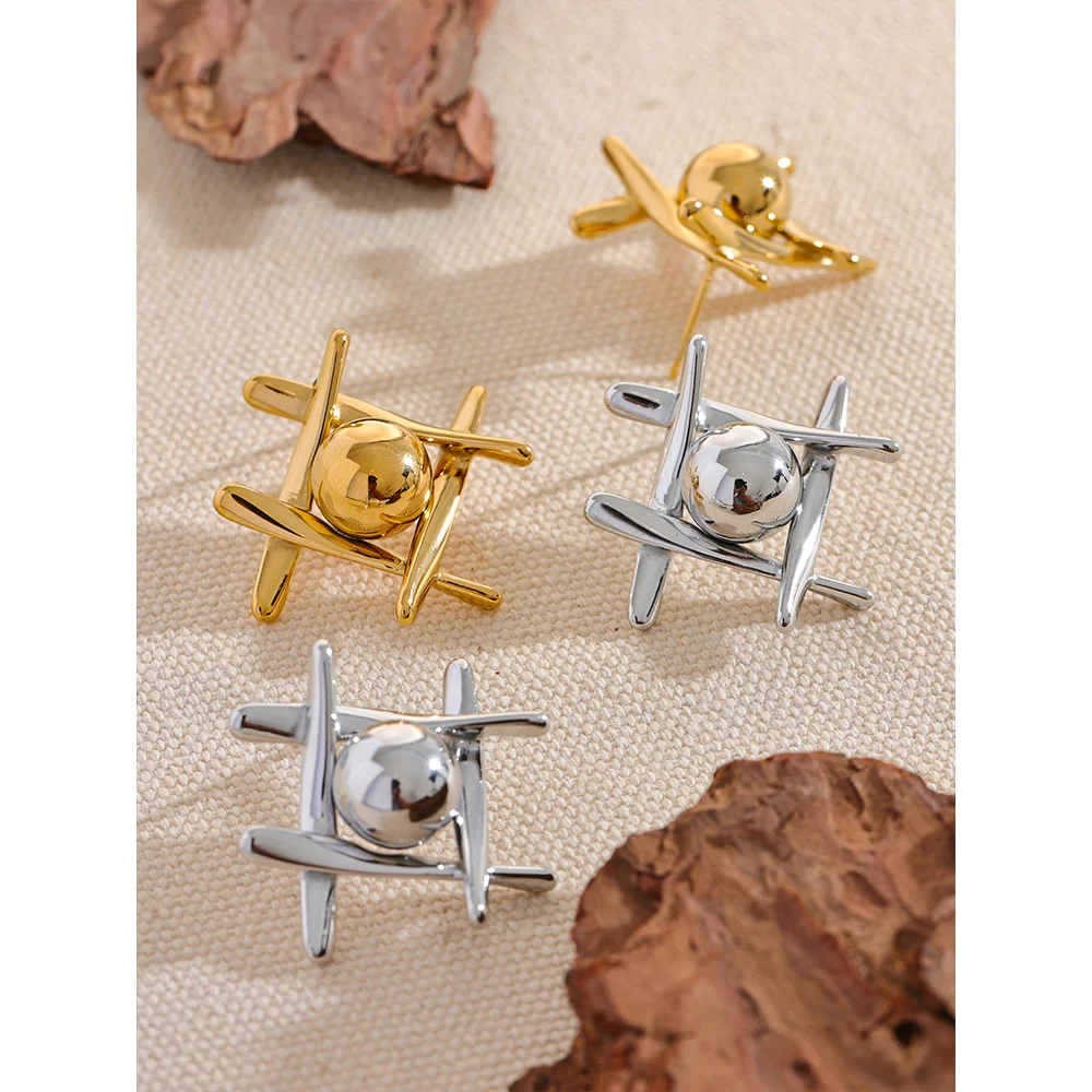 Geometric Classic Titanium Ball Stud Earrings