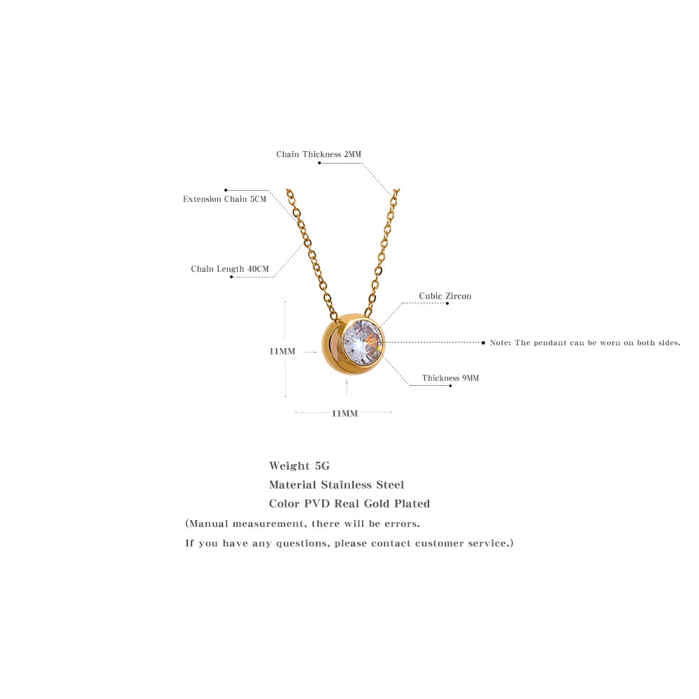 Twinkle Cubic Zirconia Smiling Face Round Pendant Necklace