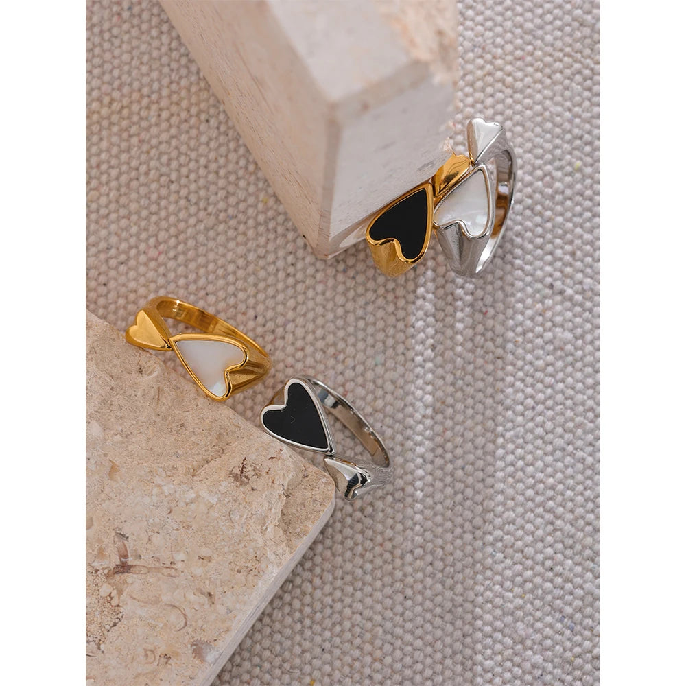 Gold Statement Shell Acrylic Heart Ring