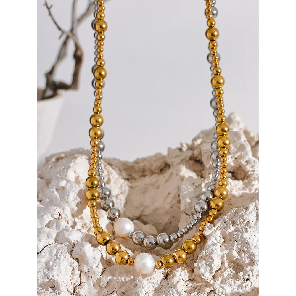 Gold Natural Pearl Beaded Necklace Women