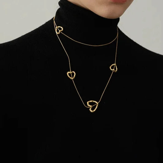 Gold Love Heart Temperament Chest Chain Necklace