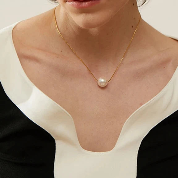 Lab Grown Pearl Gold Chain Stainless Steel Necklace