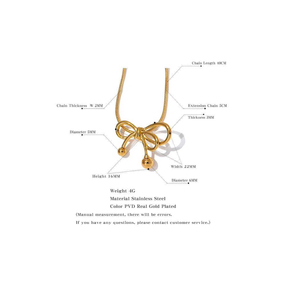 Gold Bow-knot Pendant Necklace