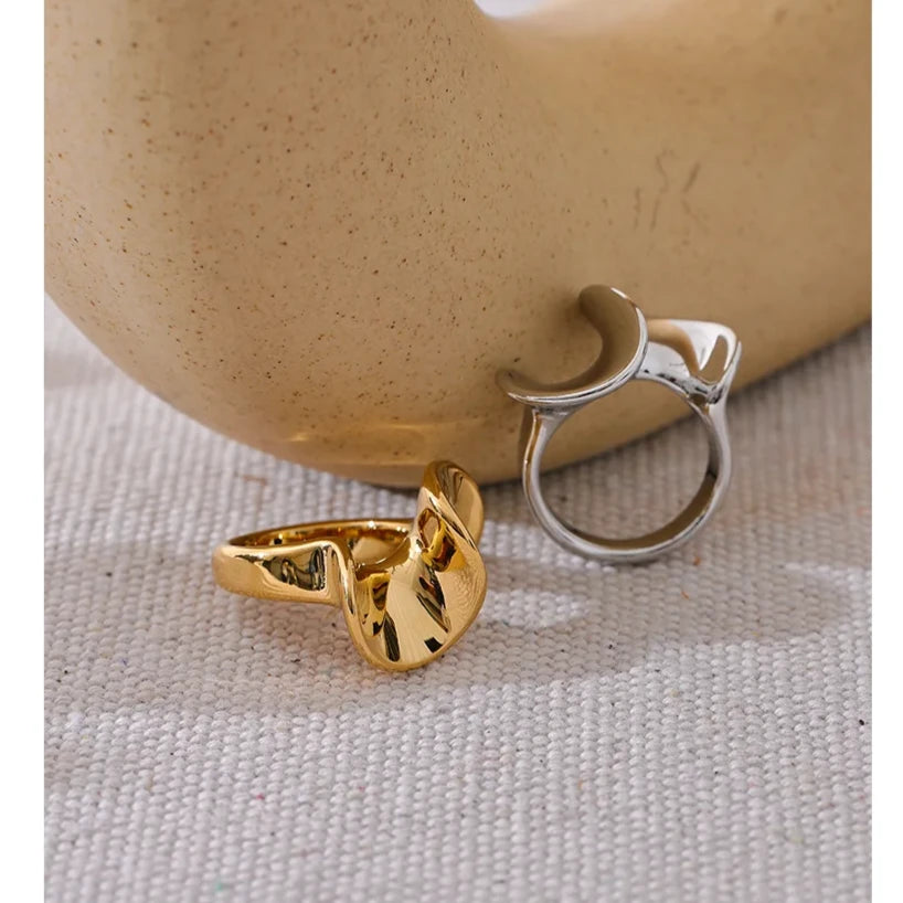 Gold Stylish Irregular Geometric Ring