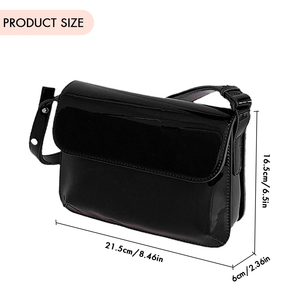 Retro Patent Leather Shoulder Bag For Women