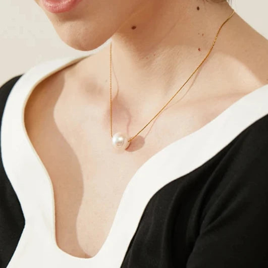 Lab Grown Pearl Gold Chain Stainless Steel Necklace