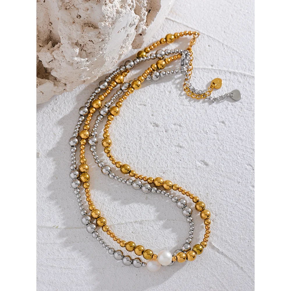 Gold Natural Pearl Beaded Necklace Women