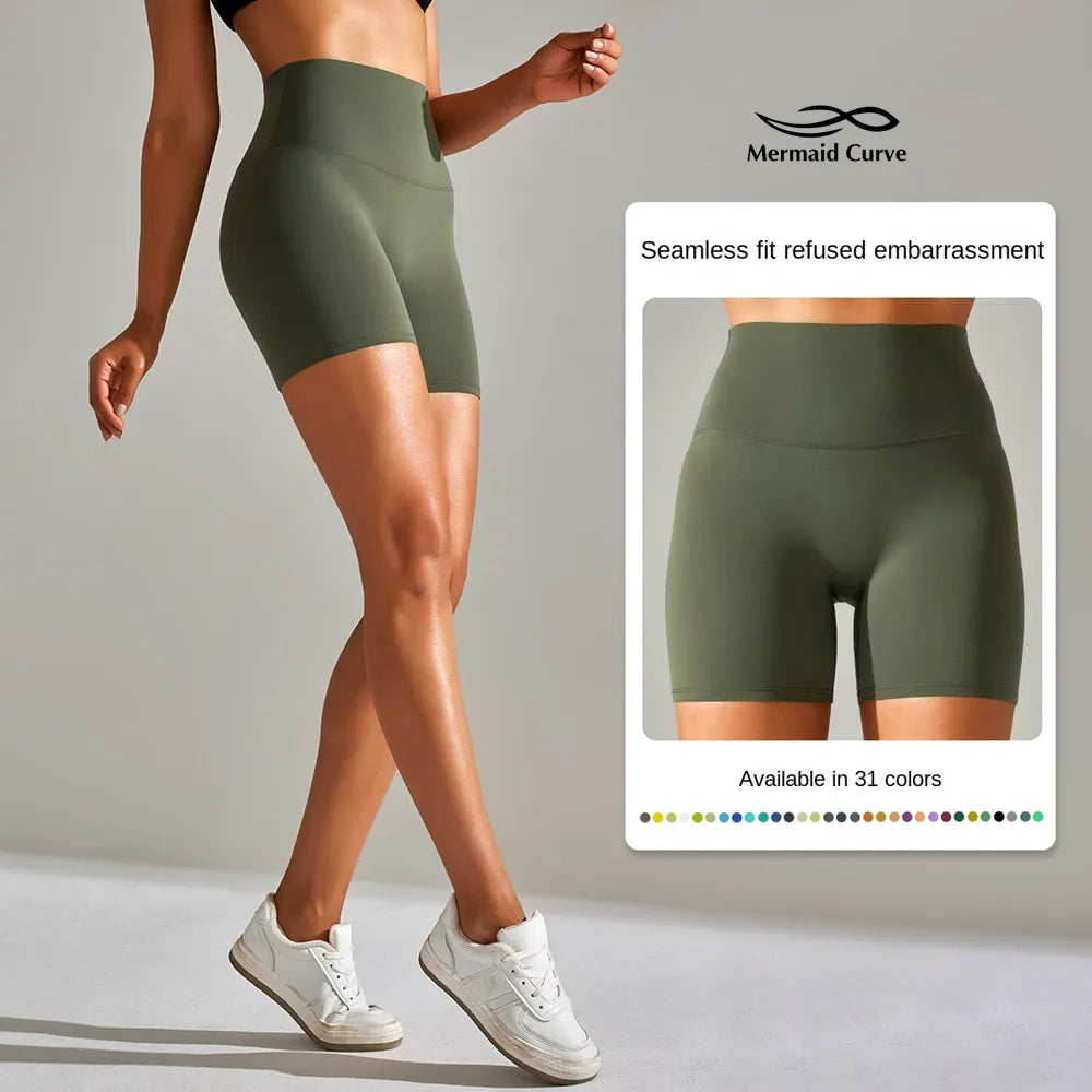 Women High Waisted  Yoga Fitness Shorts