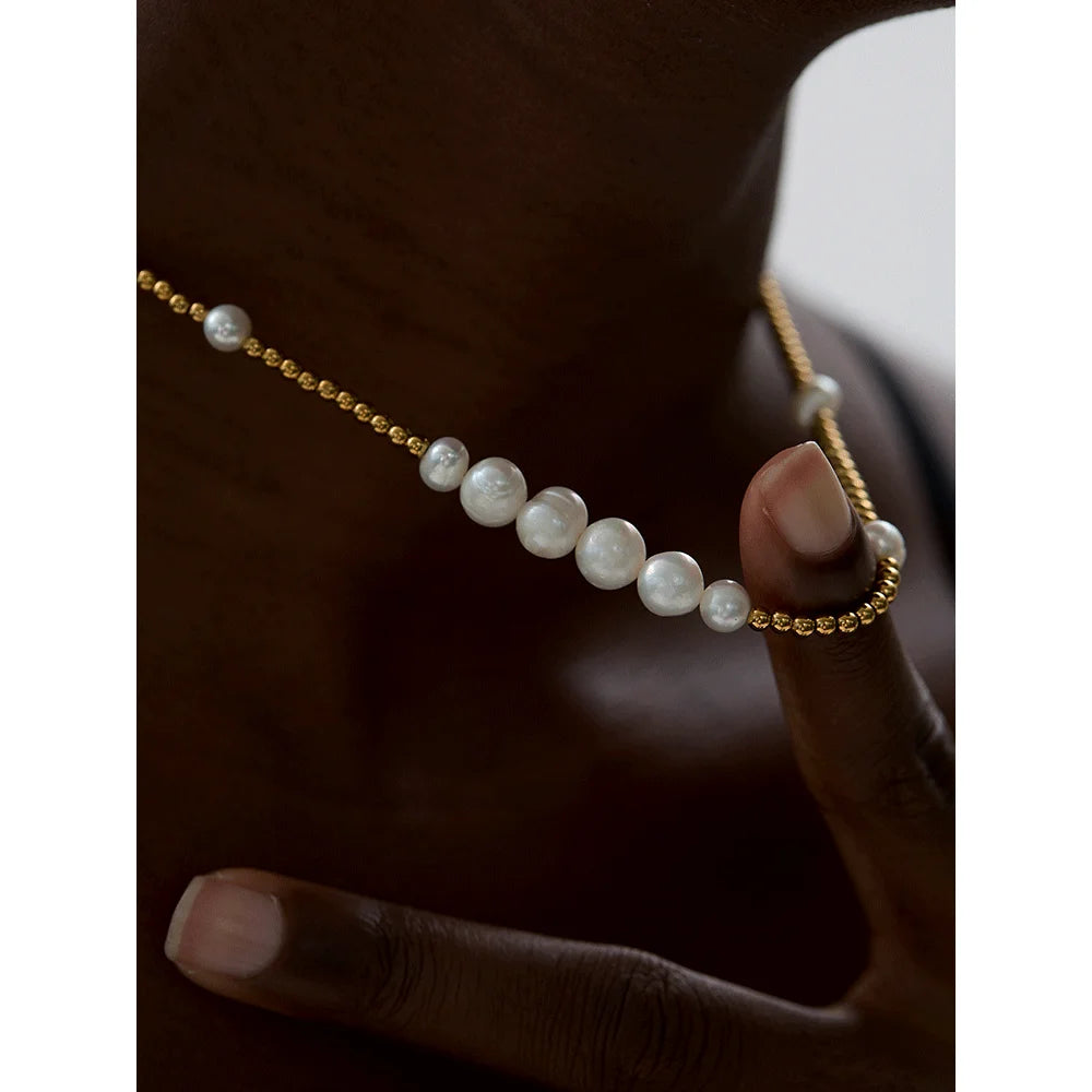 Handmade Natural Pearl Gold Chain