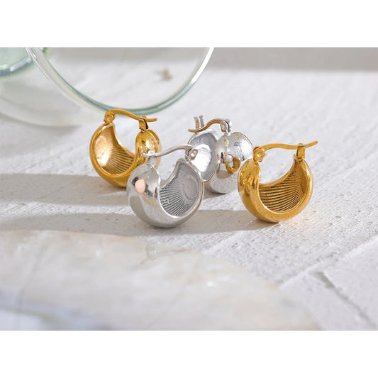 Gold Platinum Chunky Geometric Hook Earring