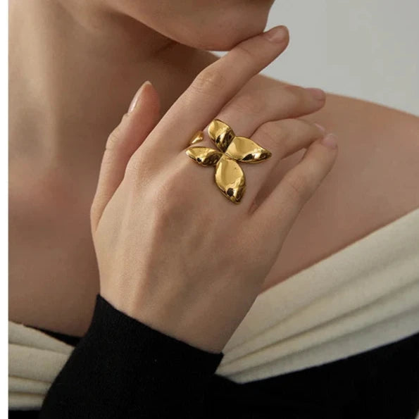 Gold Statement Butterfly Open Ring