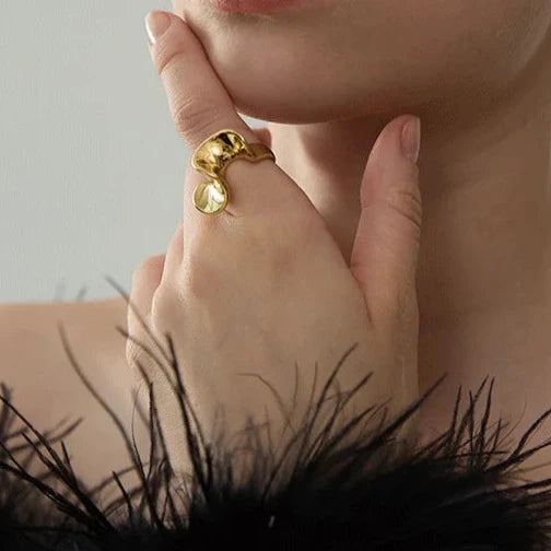 Gold Stylish Irregular Geometric Ring