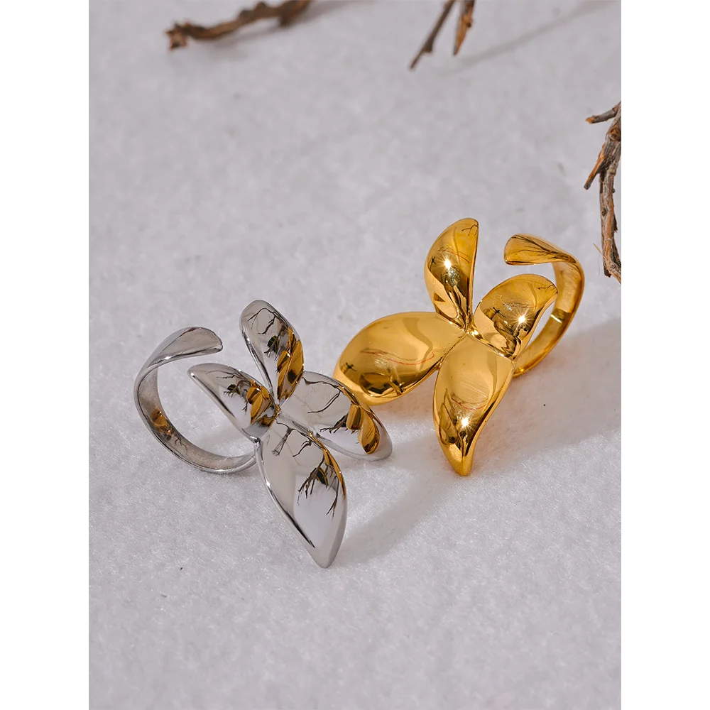 Gold Statement Butterfly Open Ring