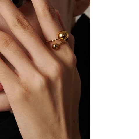 Gold Trendy Ball Resizable Statement Ring