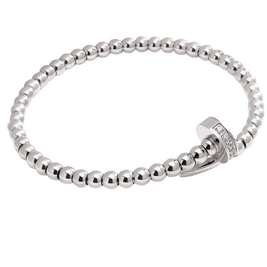 Silver Beaded CZ Nail Bracelet