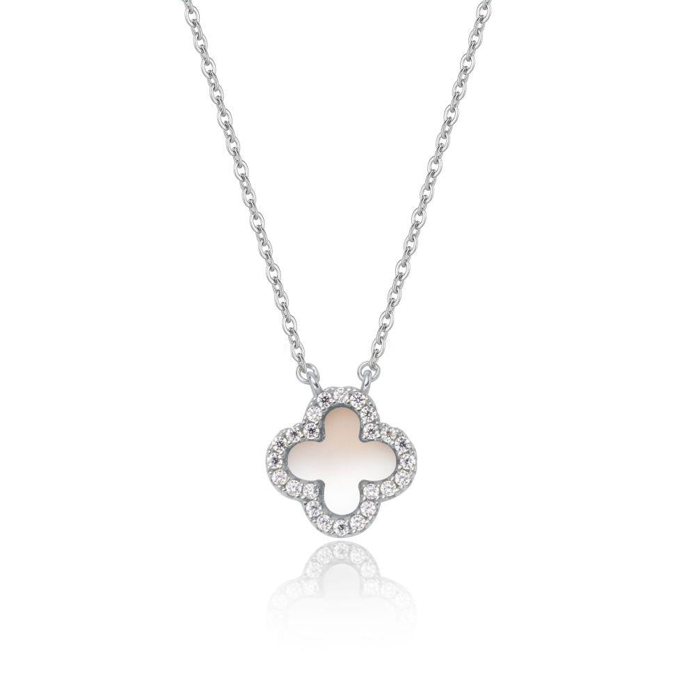 Sterling Silver Clover Iced Diamond Flash Cubic Zirconia Jewelry