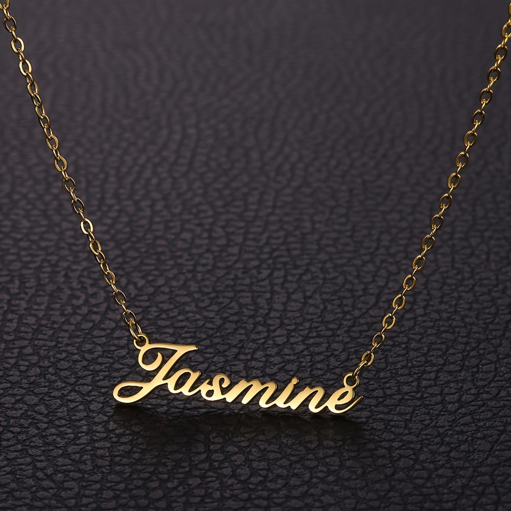 [Fast Arrival] Customizable English Letter Name Necklace - Stainless Steel, DIY, Simple Design, Personalized Jewelry Ornament with Free Engraving Service (Only English Language)