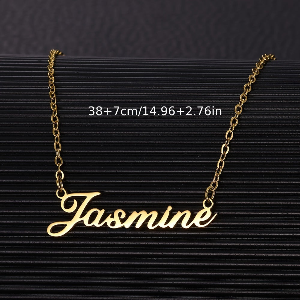 [Fast Arrival] Customizable English Letter Name Necklace - Stainless Steel, DIY, Simple Design, Personalized Jewelry Ornament with Free Engraving Service (Only English Language)