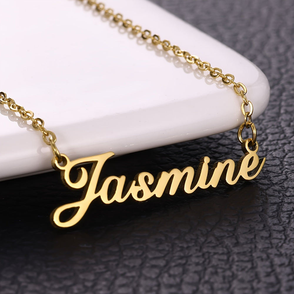 [Fast Arrival] Customizable English Letter Name Necklace - Stainless Steel, DIY, Simple Design, Personalized Jewelry Ornament with Free Engraving Service (Only English Language)